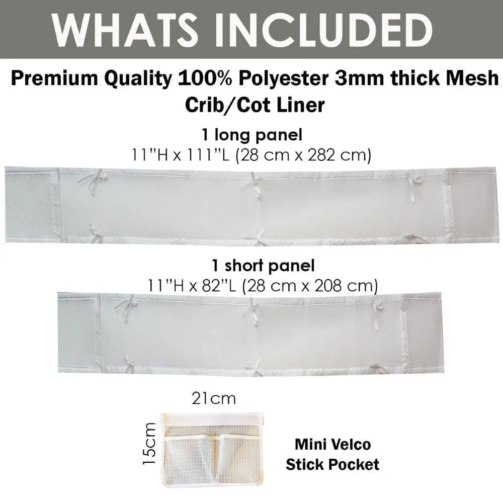 Cart In Mart Bumpers 4 Sided Cot Bumper Mesh Baby Crib Liner- Breathable