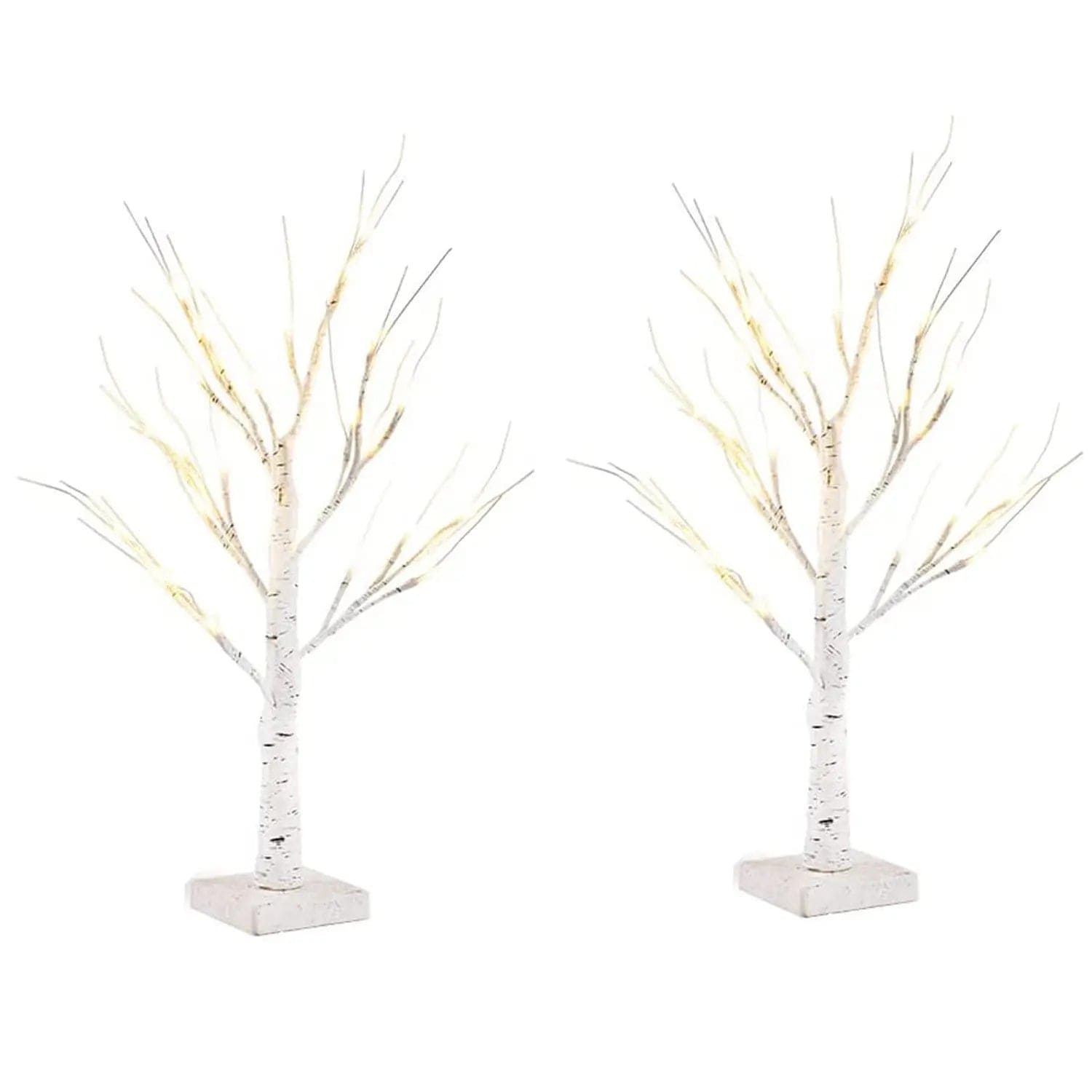 Birch Tree With LED Christmas Lights Decoration | 2 Piece - Cart In Mart