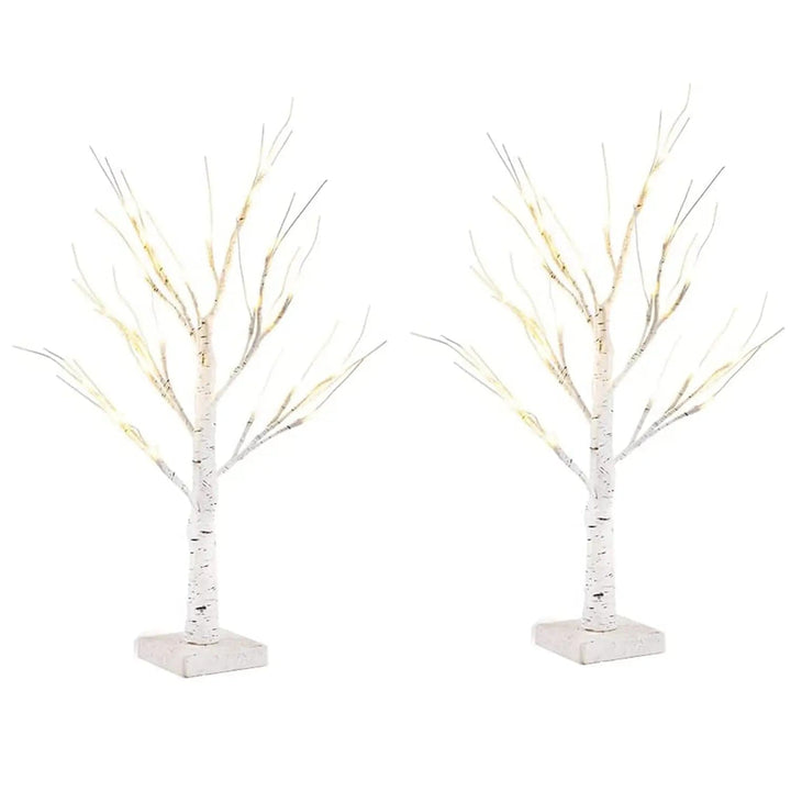 Cart In Mart Christmas Tree Decor Lamp 2 Piece Birch Tree With LED Christmas Lights Decoration
