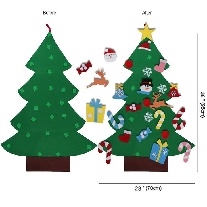 Cart In Mart Christmas Tree Toys DIY Felt Christmas Tree Set with 26 Ornaments for Kids