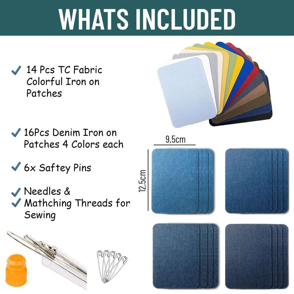Cart In Mart Clothing repair and decoration kit 30 Pack Iron on Repair Patch For Fabric