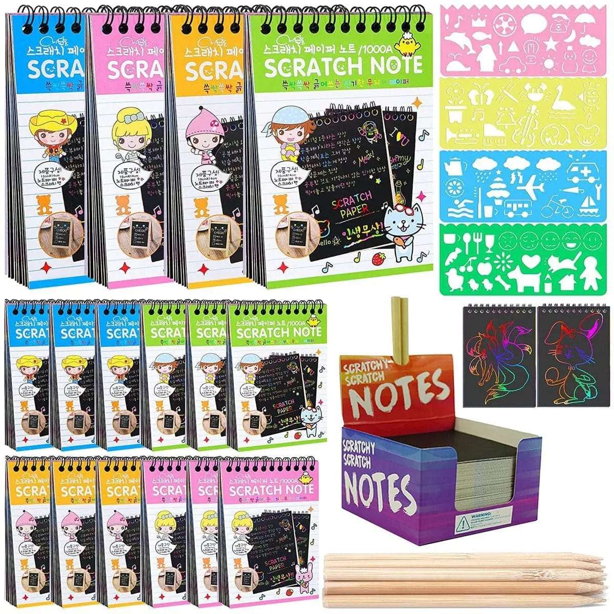 Cart In Mart Doodle Art 17 Pack Rainbow Scratch Art Paper Books Set