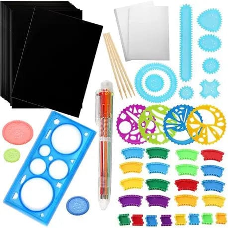 Cart In Mart Drawing Kit 60-Pcs Spirograph Drawing Art Set