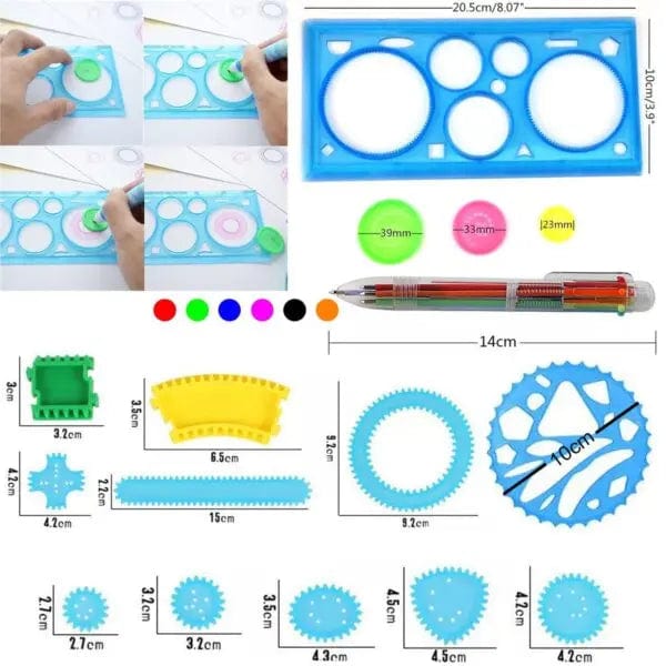 Cart In Mart Drawing Kit 60-Pcs Spirograph Drawing Art Set