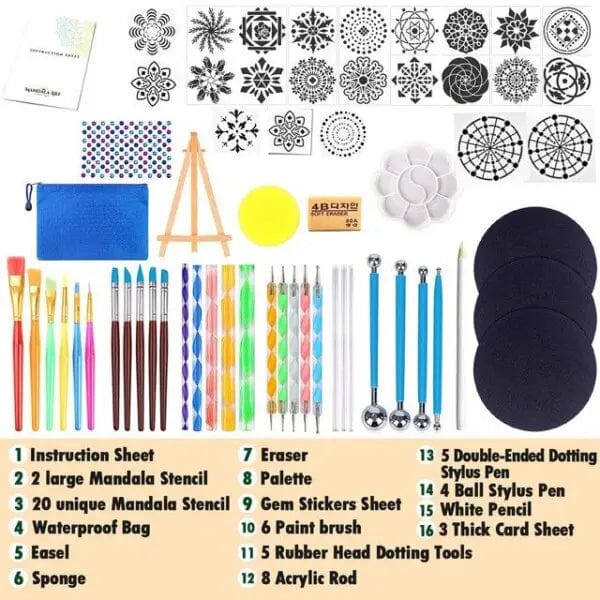 Cart In Mart Drawing Kit 60Pcs Mandala Dot Art Painting Tool Kit