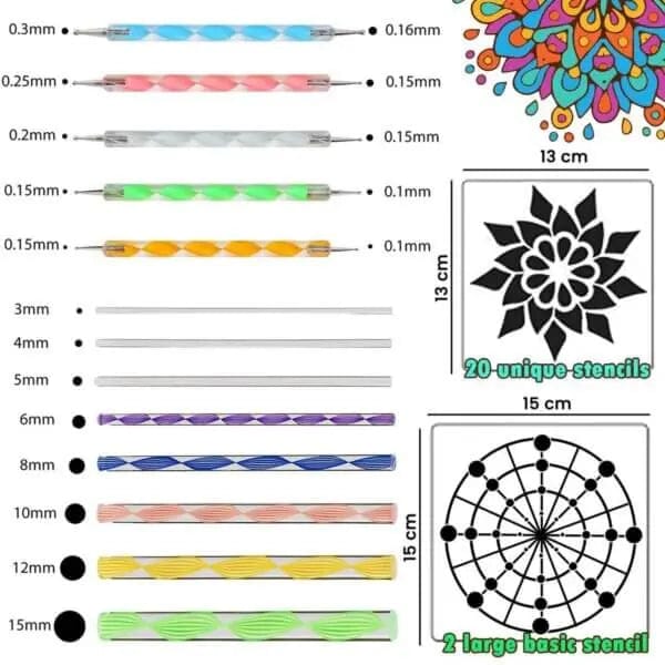 Get Creative With Mandala Dot Art Painting Tool Kit Cart In Mart   Cart In Mart Drawing Kit 60pcs Mandala Dot Art Painting Tool Kit 41920594411819 