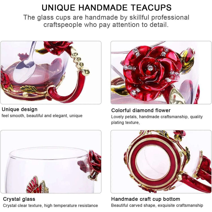 Cart In Mart gift for women Enamel Glass Coffee Mug Gift Box Set-Rose Gold