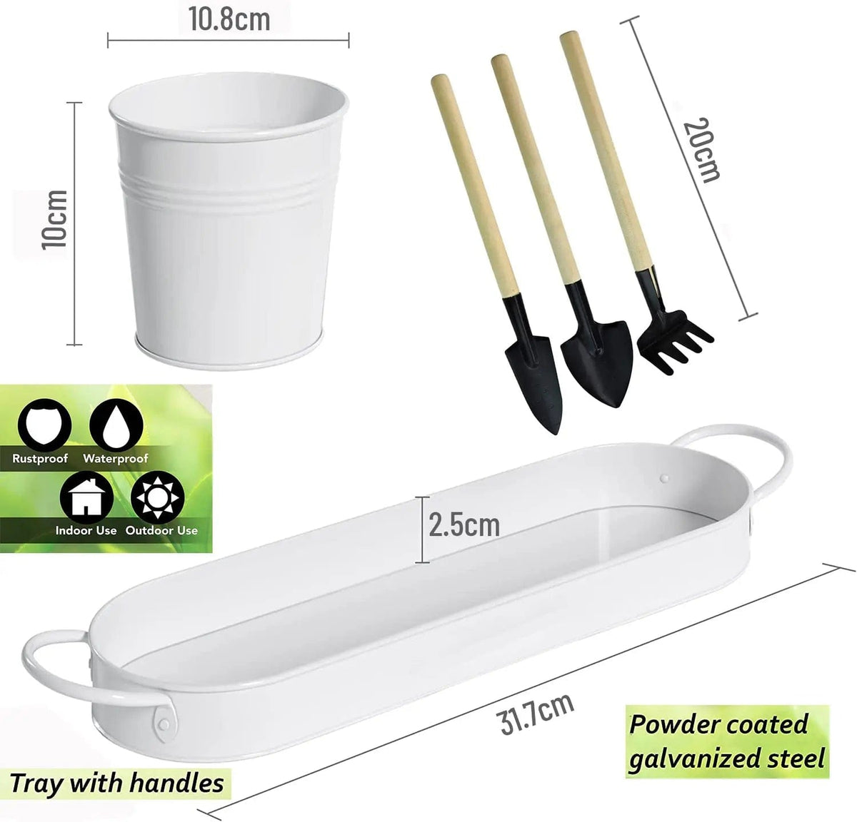 Cart In Mart herb garden Kitchen Window Herb Garden Planter Pots With Tray- White