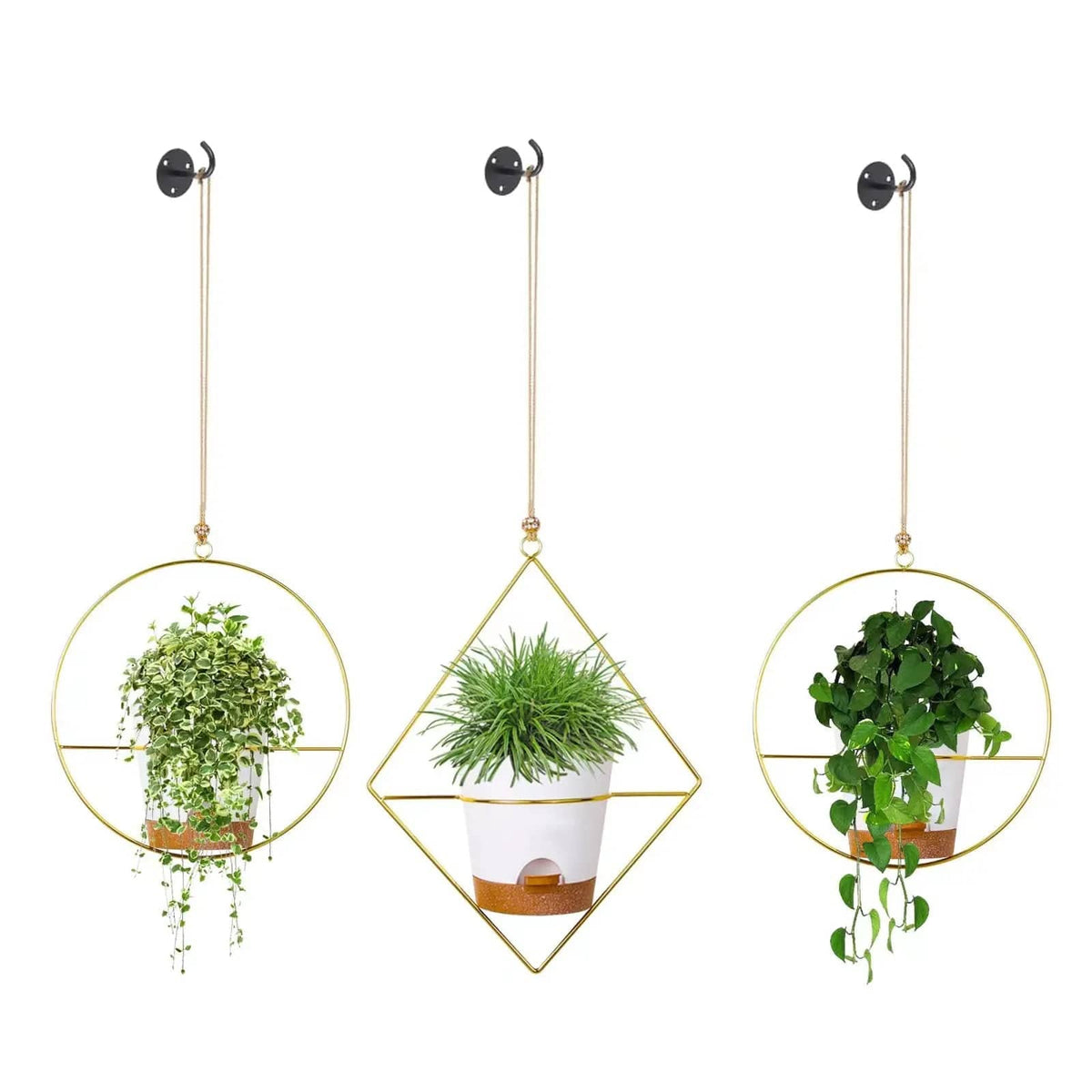 Cart In Mart Home Decor 3 Pack Metal Hanging Planter With Pots
