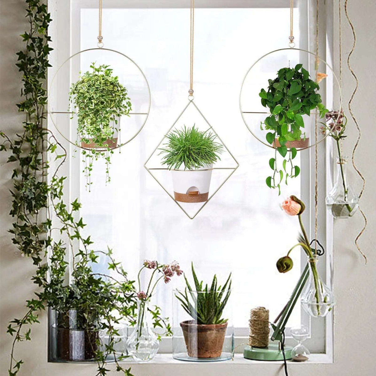 Cart In Mart Home Decor 3 Pack Metal Hanging Planter With Pots