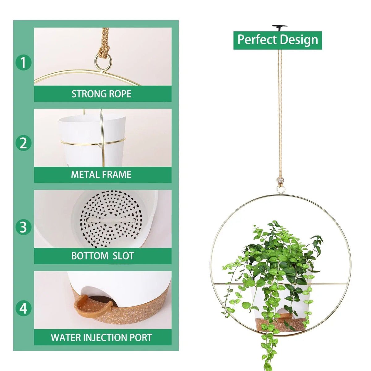 Cart In Mart Home Decor 3 Pack Metal Hanging Planter With Pots