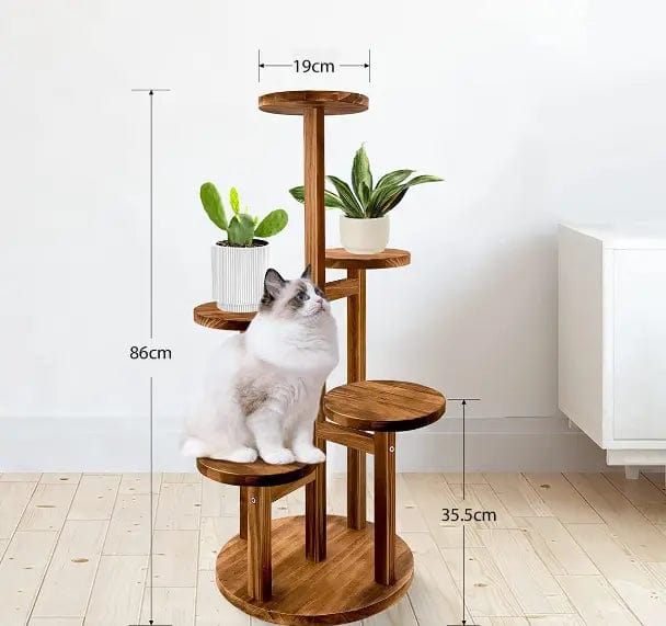Cart In Mart Home Decor 5 Tier Plant Stand With Wheels For Indoor - Walnut
