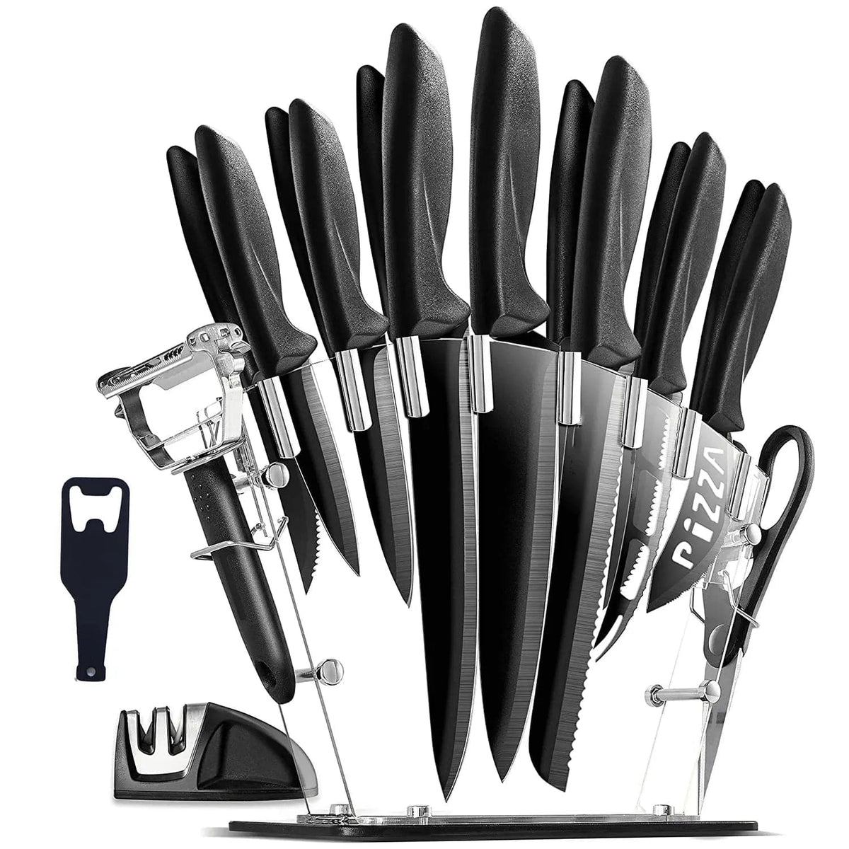 Cart In Mart housewarming 18 Piece Stainless Steel Kitchen Knife Set & Stand