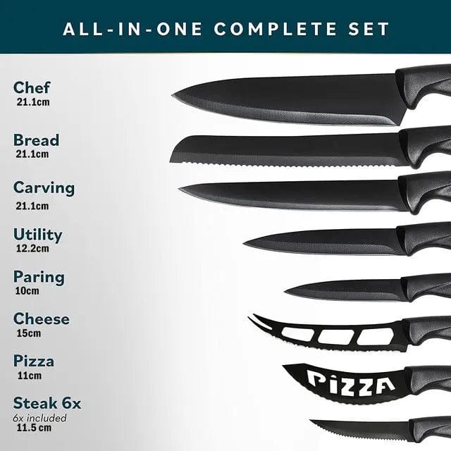 Cart In Mart housewarming 18 Piece Stainless Steel Kitchen Knife Set & Stand