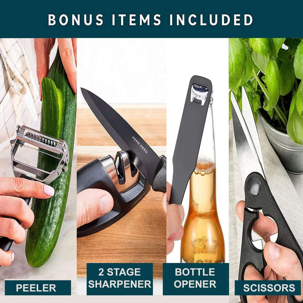 Cart In Mart housewarming 18 Piece Stainless Steel Kitchen Knife Set & Stand