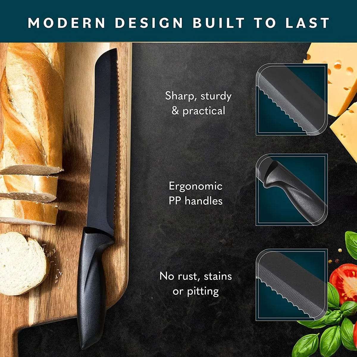 Cart In Mart housewarming 18 Piece Stainless Steel Kitchen Knife Set & Stand
