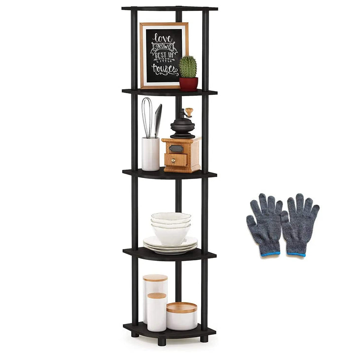 Cart In Mart Indoor Decor 5 Tier Corner Shelf Display Stand - Espresso Black