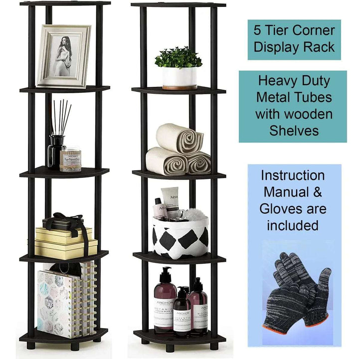 Cart In Mart Indoor Decor 5 Tier Corner Shelf Display Stand - Espresso Black