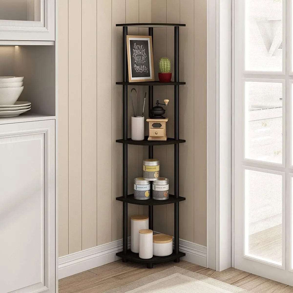 Cart In Mart Indoor Decor 5 Tier Corner Shelf Display Stand - Espresso Black