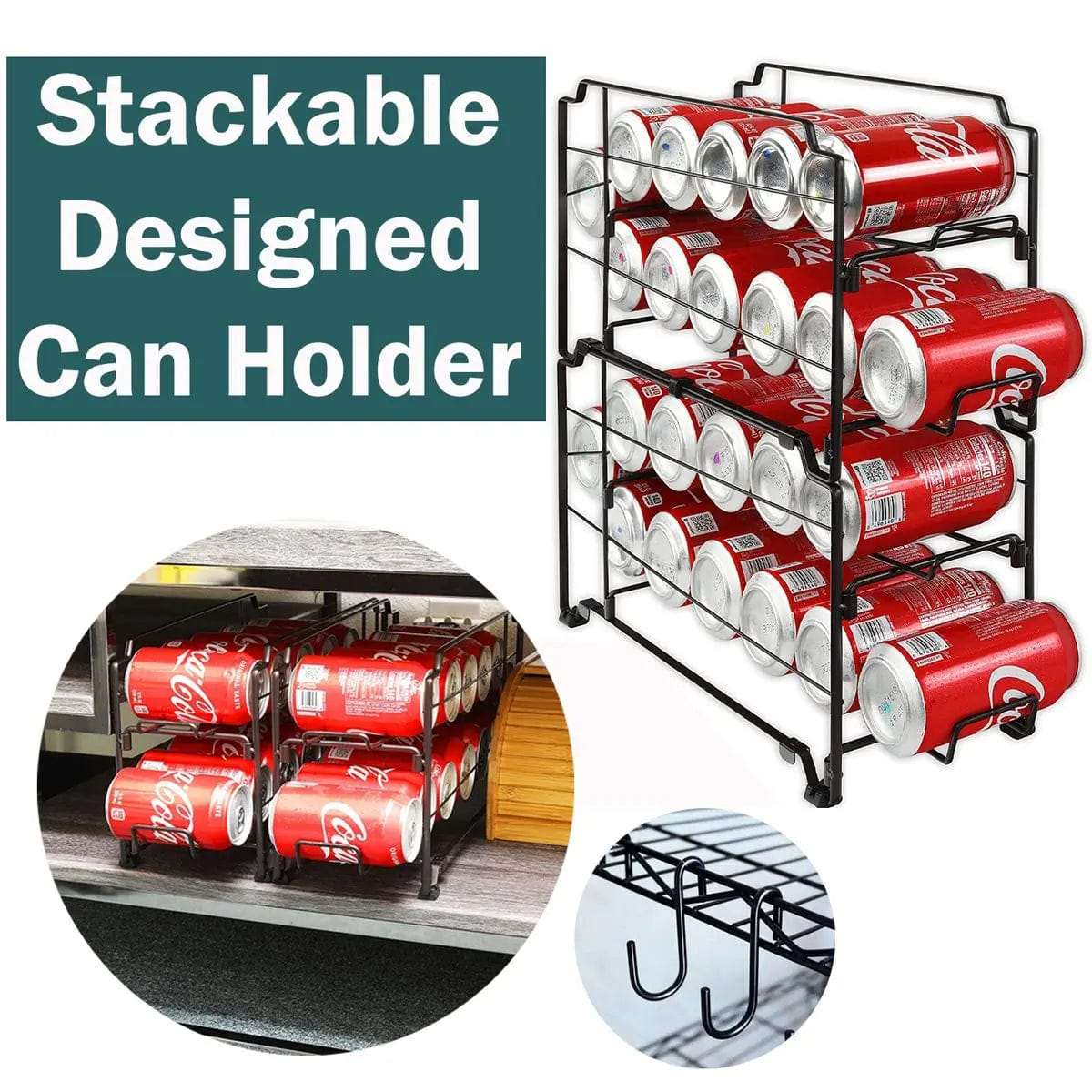 Cart In Mart Kitchen Organisation & Utensils 2 Pack Stackable Can Organizer Rack - Metal