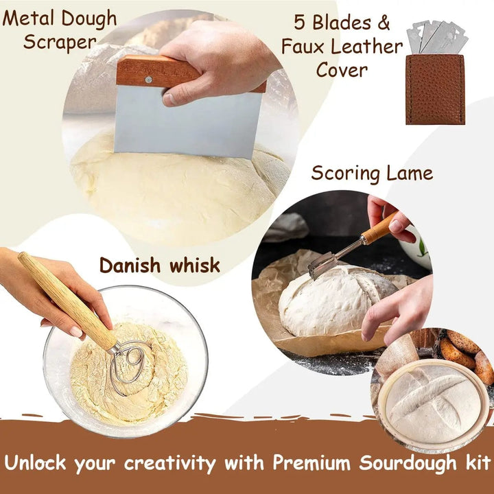 Cart In Mart Kitchen Organisation & Utensils 21 Piece Bread Proofing Basket Sourdough Baking Kit