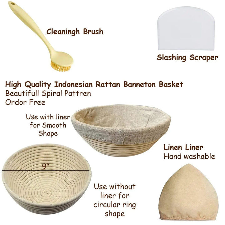 Cart In Mart Kitchen Organisation & Utensils 21 Piece Bread Proofing Basket Sourdough Baking Kit
