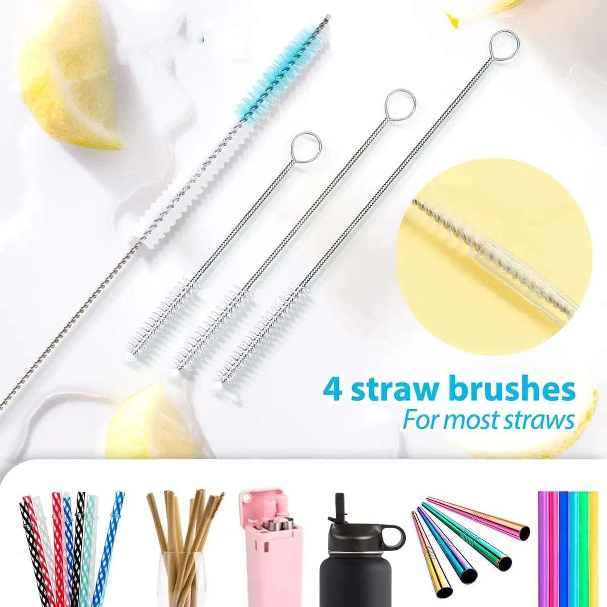 Cart In Mart Kitchen Organisation & Utensils 8 Pack Bottle Cleaner Brush Set - Long Handle