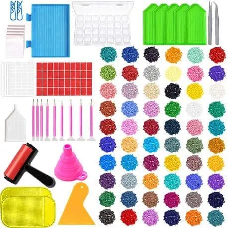 Cart In Mart Painting Kit Diamond Painting Kit With 60000 Beads 60 Colors 75 Tools Set