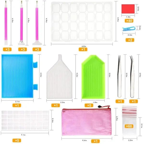 Cart In Mart Painting Kit Diamond Painting Kit With 60000 Beads 60 Colors 75 Tools Set