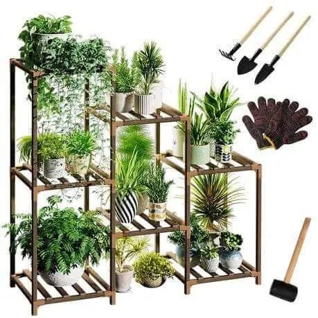 Cart In Mart Plant Stand 7 Potted DIY Wood Plant Stand For Indoor Outdoor
