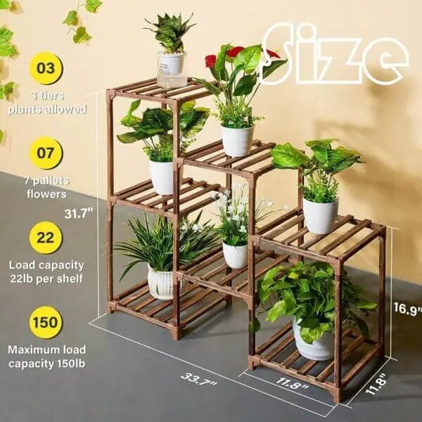 Cart In Mart Plant Stand 7 Potted DIY Wood Plant Stand For Indoor Outdoor