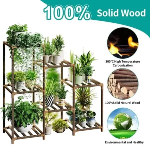 Cart In Mart Plant Stand 7 Potted DIY Wood Plant Stand For Indoor Outdoor