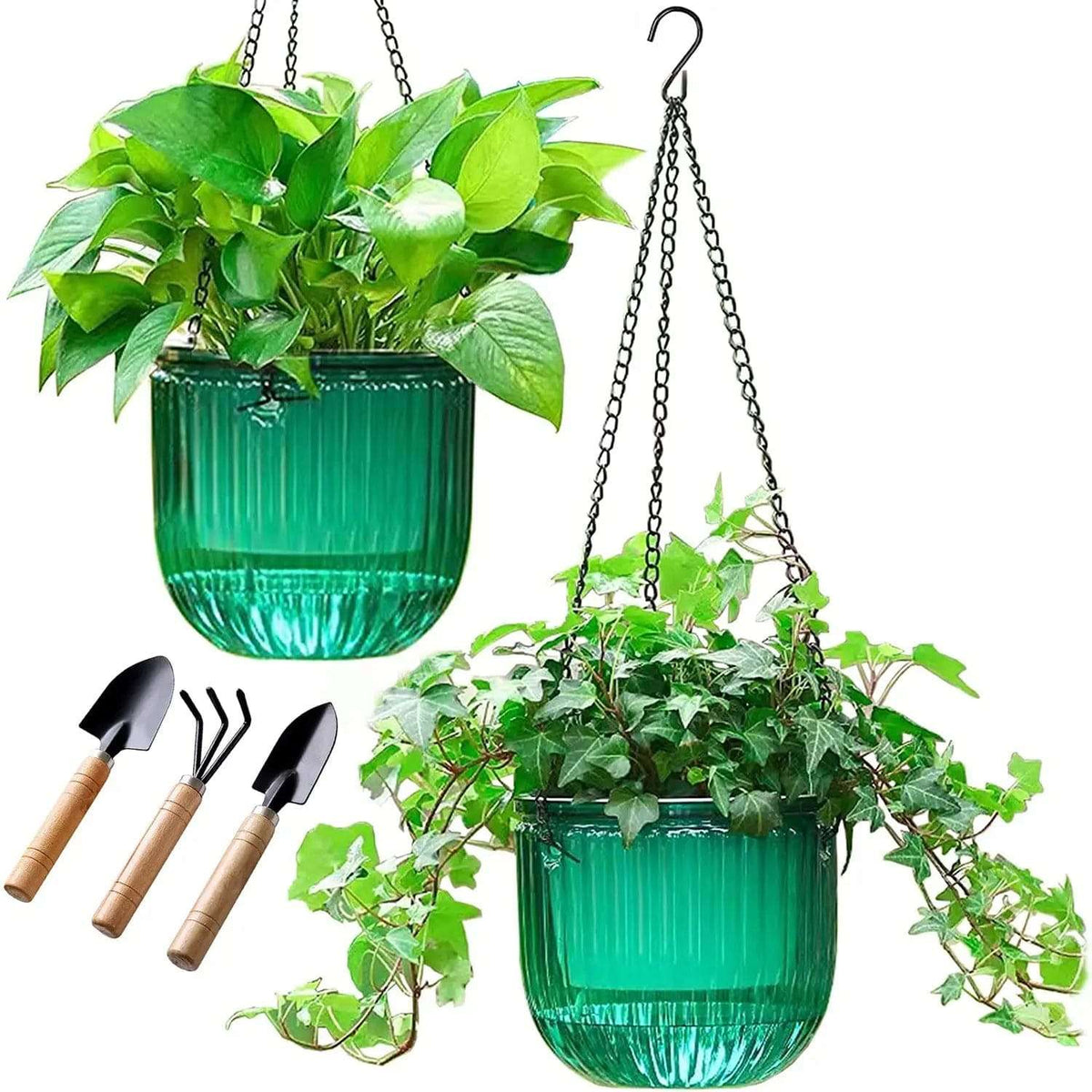 Cart In Mart planters 2 Pack Hanging Planters Flower Pots - Emerald