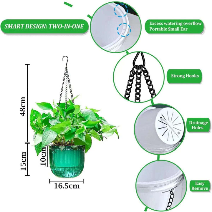 Cart In Mart planters 2 Pack Hanging Planters Flower Pots - Emerald