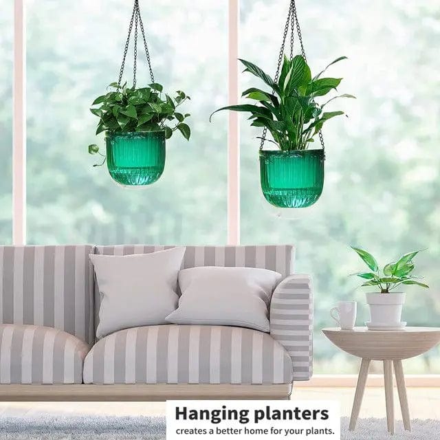 Cart In Mart planters 2 Pack Hanging Planters Flower Pots - Emerald