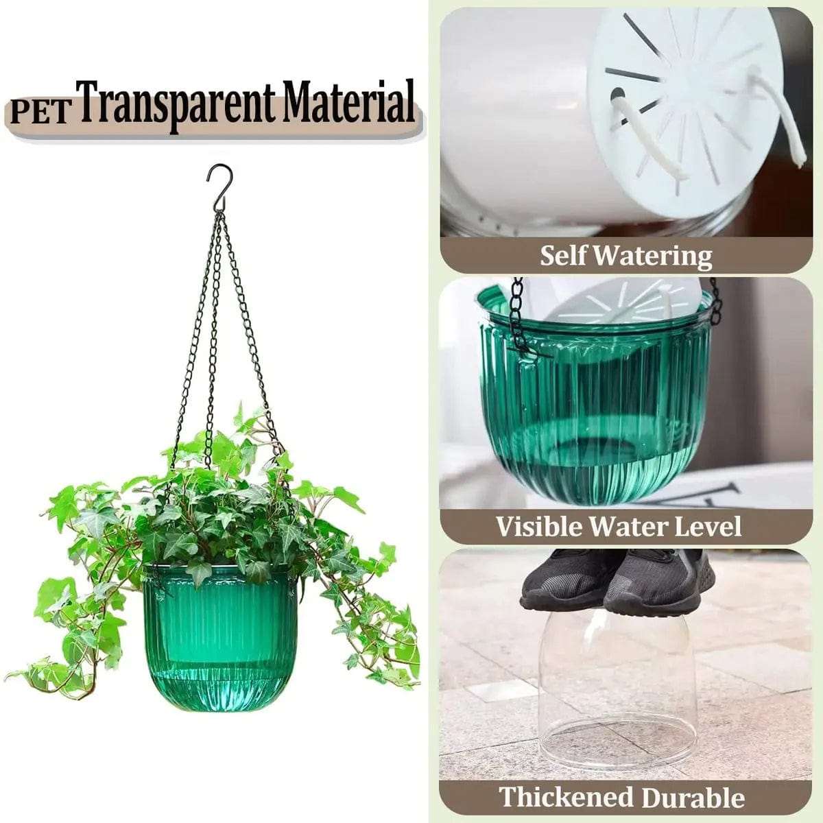 Cart In Mart planters 2 Pack Hanging Planters Flower Pots - Emerald