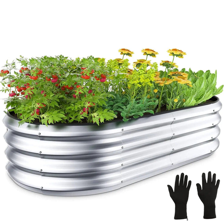 Cart In Mart planters Galvanised Metal Raised Bed Vegetable Planter Box- Large