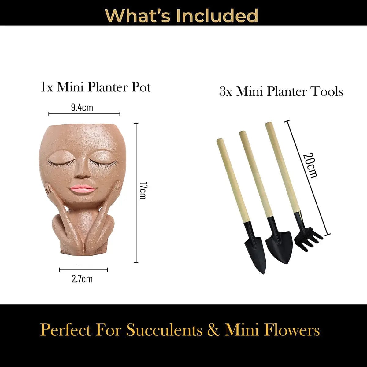 Cart In Mart Pots & Planters Face Flower Pot Head Succulent Planter- Mini