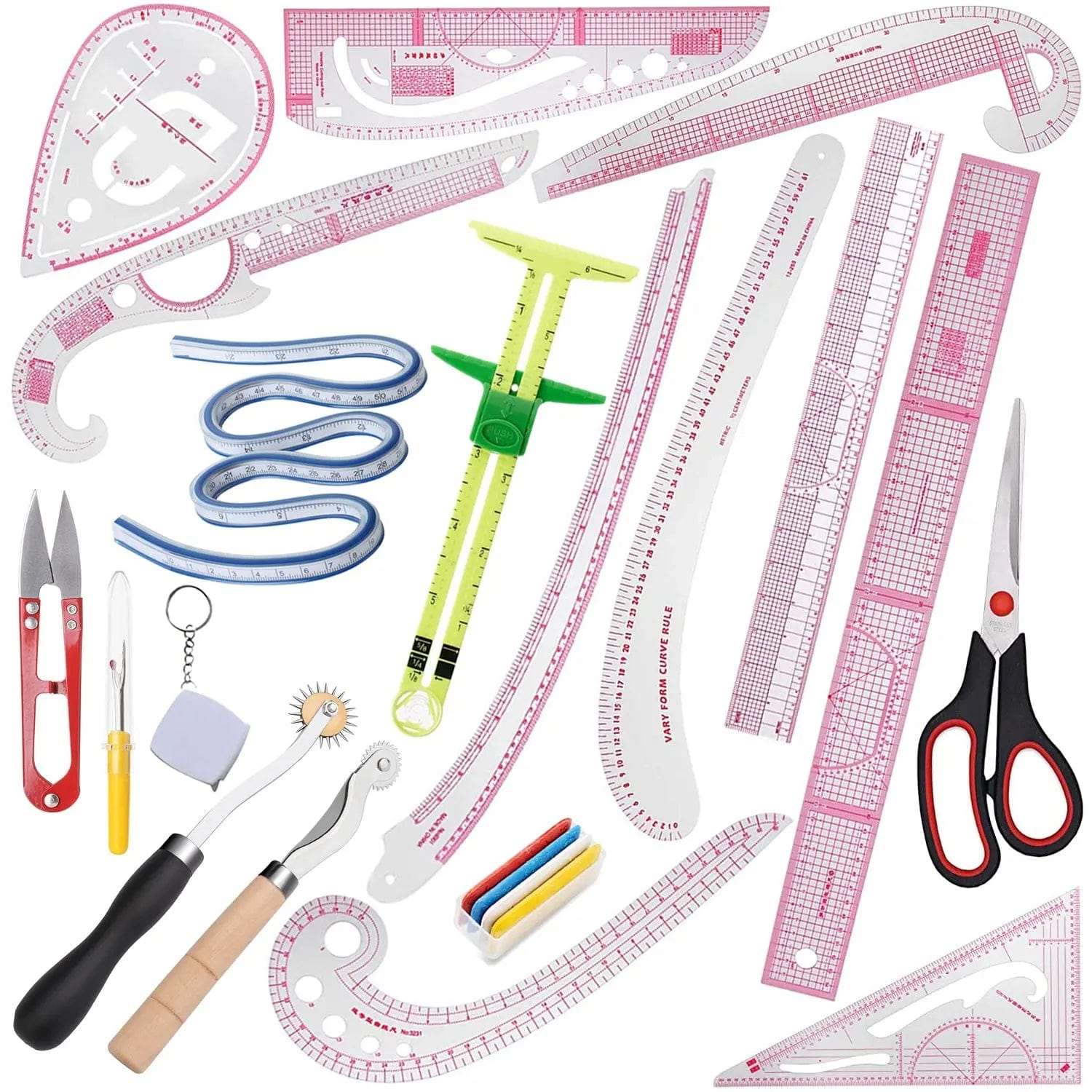 Pattern Draft Ruler French Curve T-Gauge Ruler Set | Perfect for Sewing & Draft - Cart In Mart