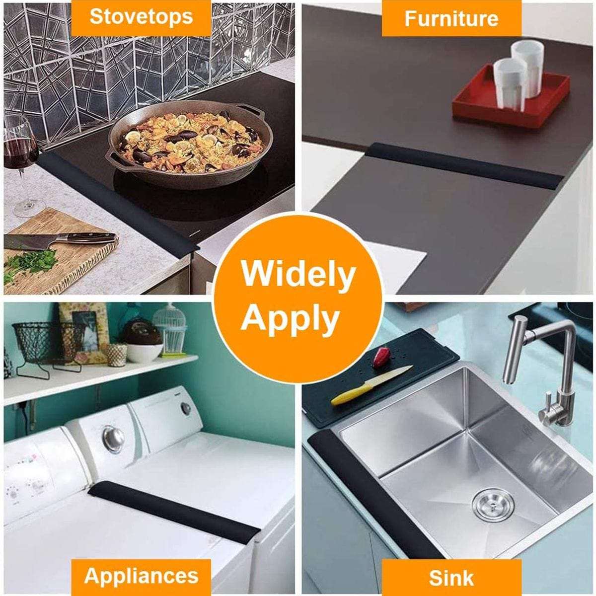Cart In Mart Silicone stove counter gap filler 3 Piece Silicone Kitchen Stove Counter Gap Filler