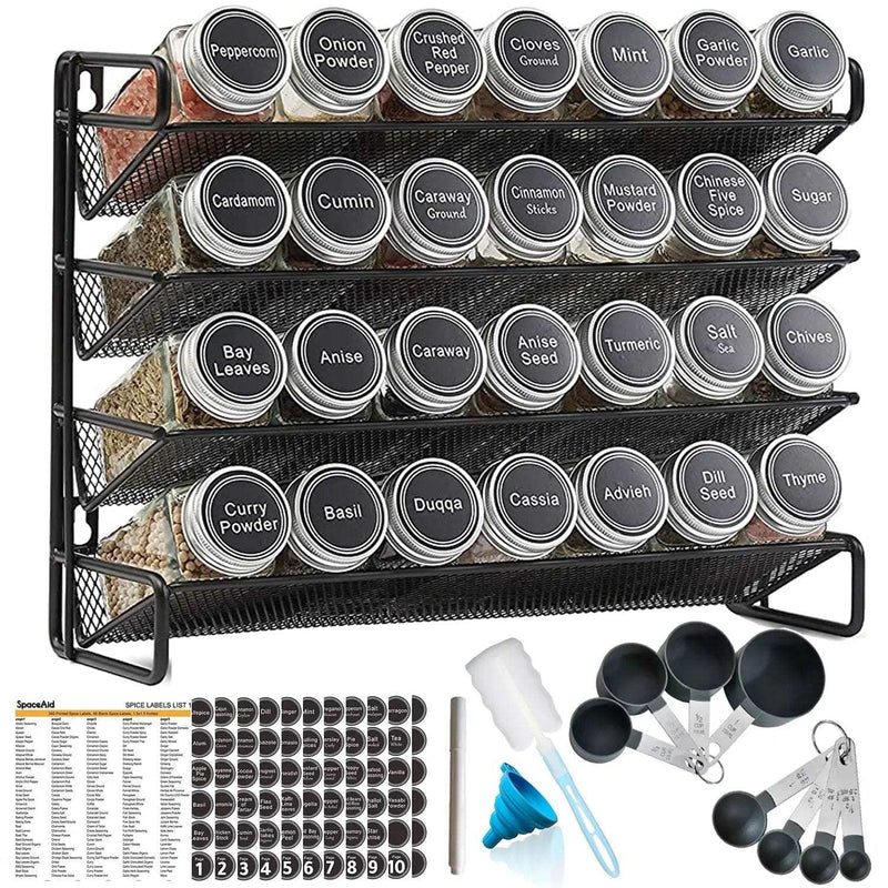 Cart In Mart Spices Rack Organiser 4 Tier Spice Rack Organiser 28 Jars & Spoons