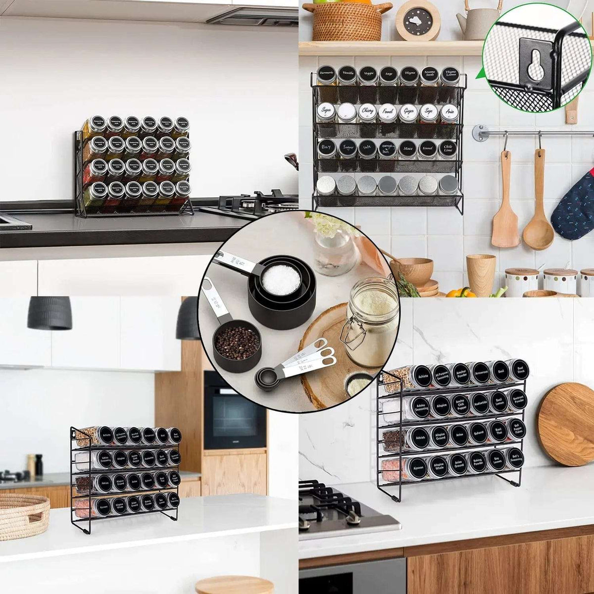 Cart In Mart Spices Rack Organiser 4 Tier Spice Rack Organiser 28 Jars & Spoons