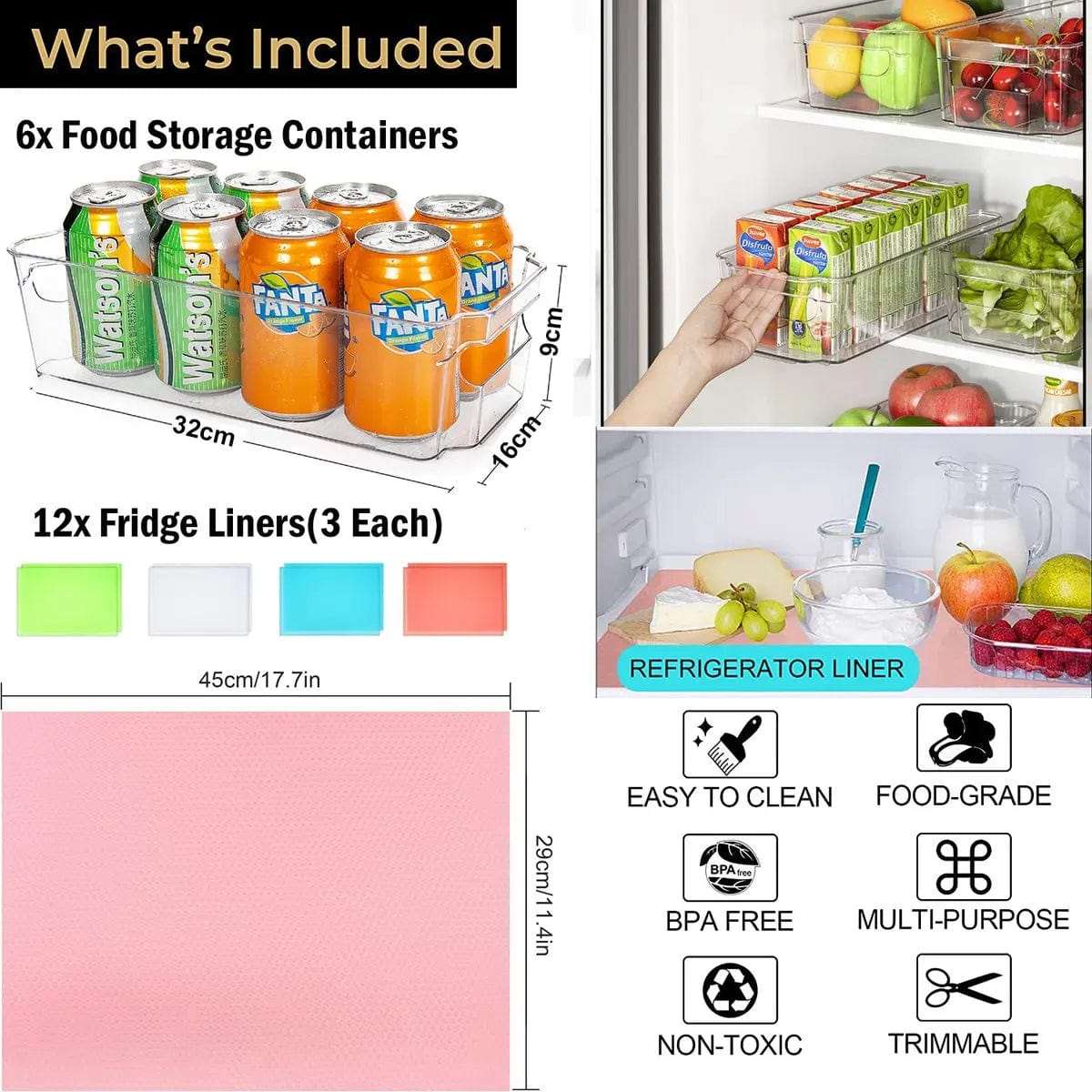 Cart In Mart Table Mat 18 Pcs Refrigerator Organization Containers & Liners