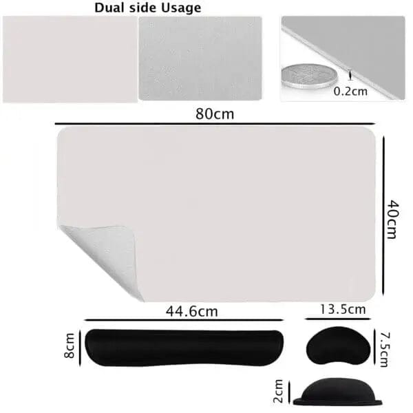 Cart In Mart Table Mat 3 Pcs Stitched PU Leather Desk Mat & Mouse Pad