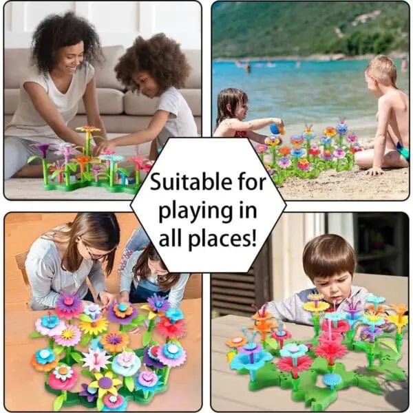 Cart In Mart Toddler Building Blocks 222 Pcs Flower Garden Building Toddler Toys