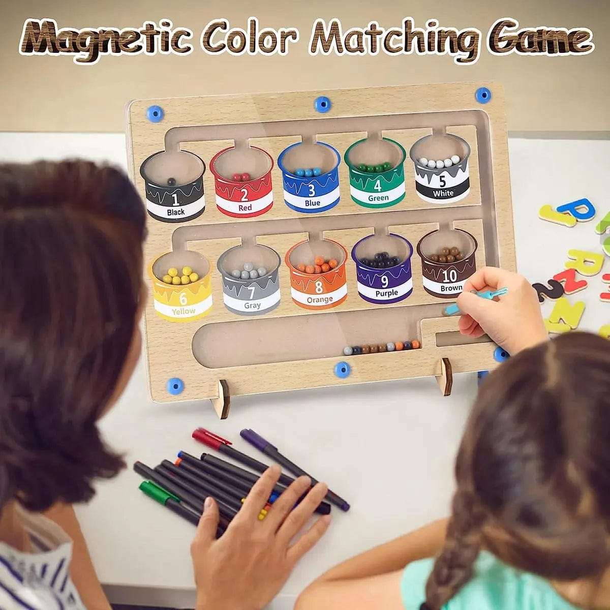 Cart In Mart Toddler Toys Magnetic Color & Number Maze Wooden Toddler Toys