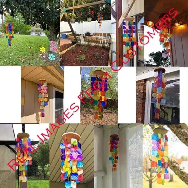 Cart In Mart Wind Chimes Capiz Seashells Rainbow Wind Chime
