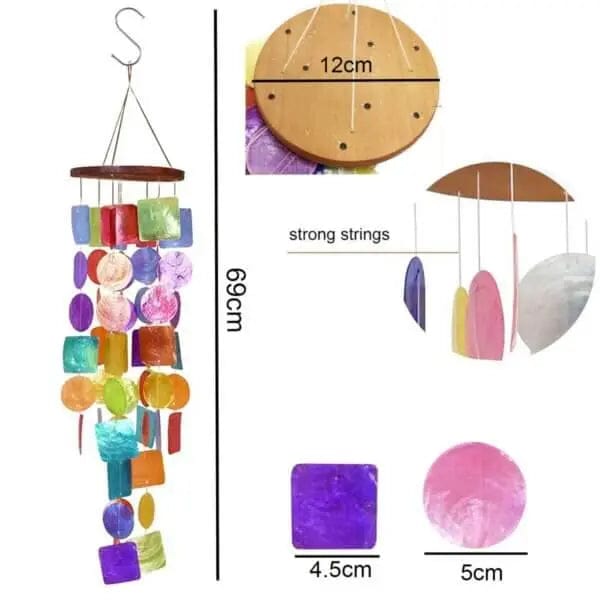 Cart In Mart Wind Chimes Capiz Seashells Rainbow Wind Chime