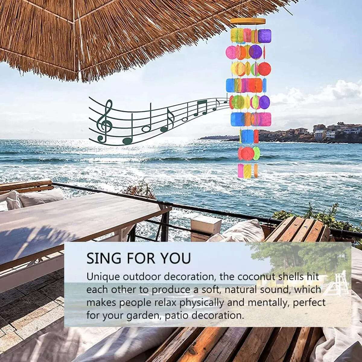 Cart In Mart Wind Chimes Capiz Seashells Rainbow Wind Chime