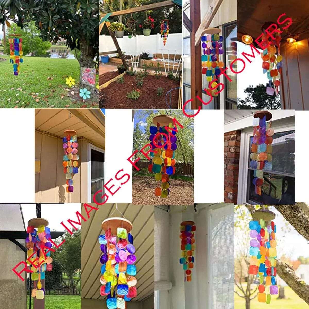 Cart In Mart Wind Chimes Capiz Seashells Rainbow Wind Chime